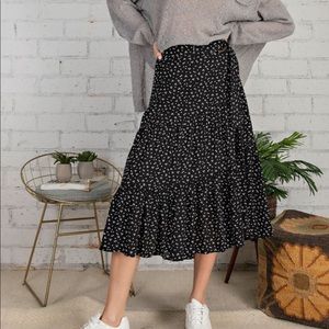 Ruffle Bottom Midi Skirt